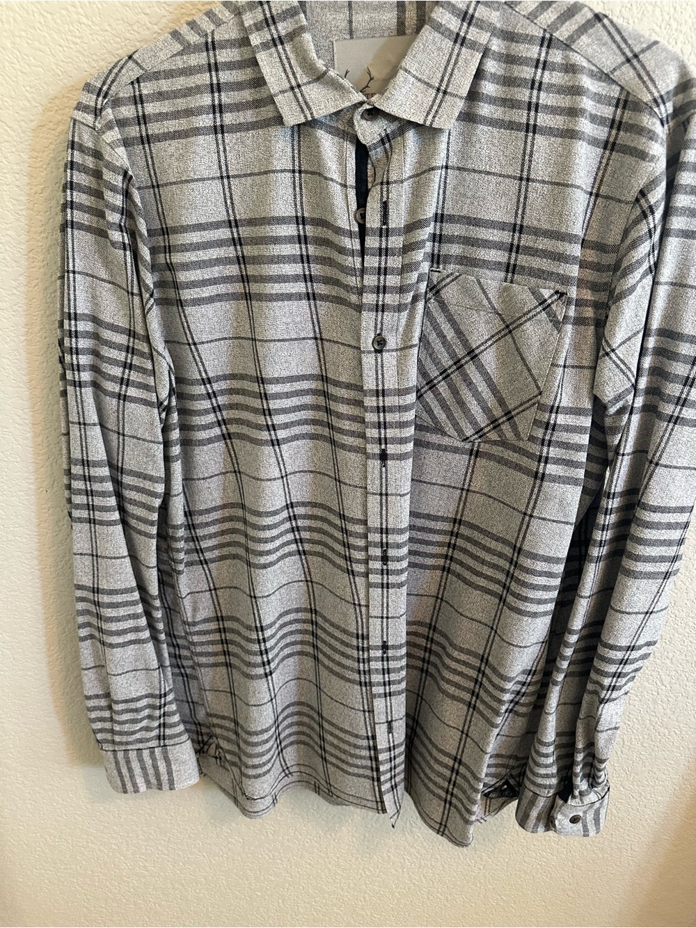 Men's Gray Plaid Zip-Up Shirt Jacket